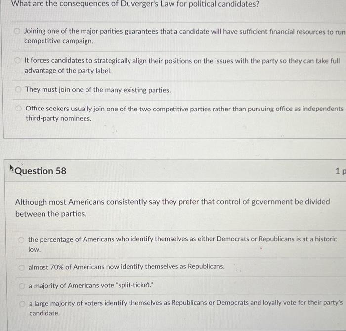 What are the consequences of Duverger's Law for