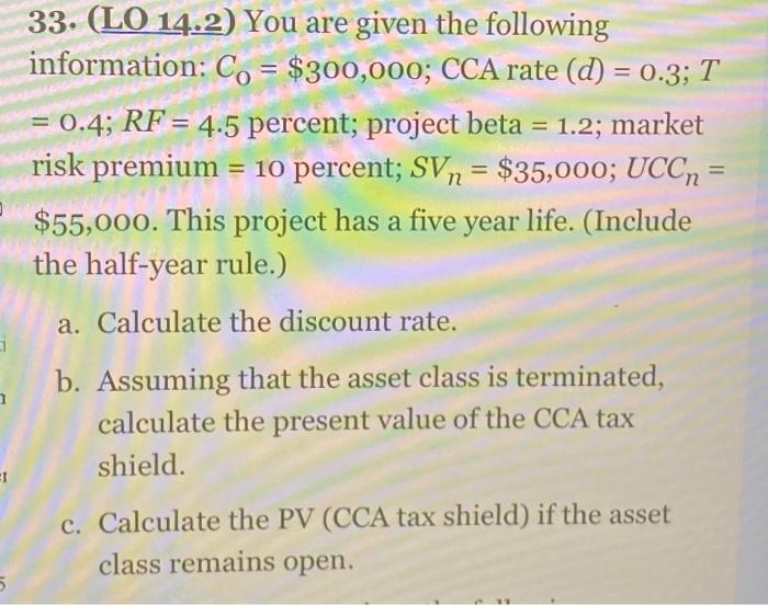 Solved i 1 I 5 33. (LO 14.2) You are given the following