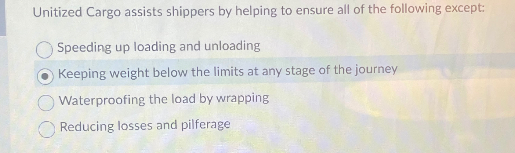 Solved Unitized Cargo assists shippers by helping to ensure