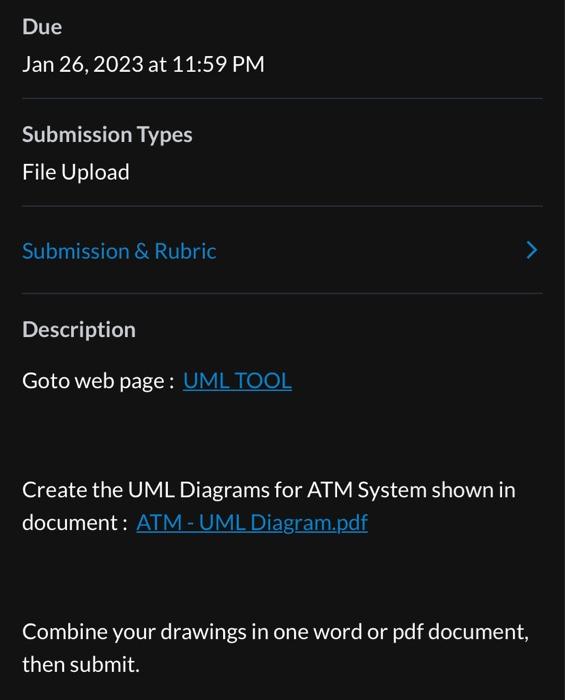 Create the UML Diagrams for ATM System shown in | Chegg.com