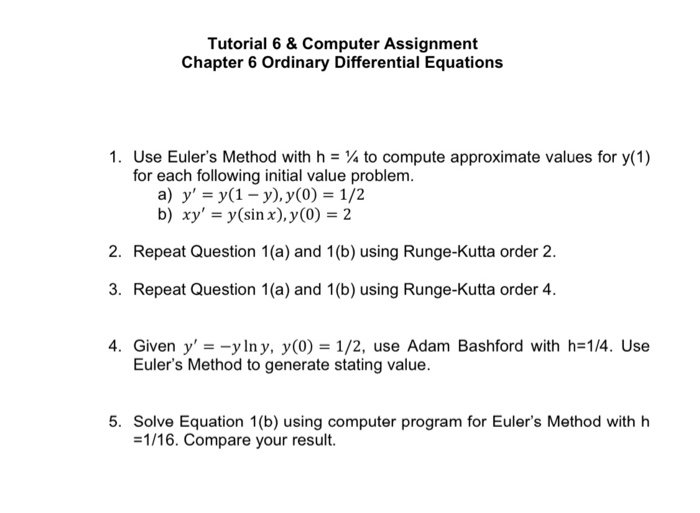 Solved Tutorial 6 & Computer Assignment Chapter 6 Ordinar...