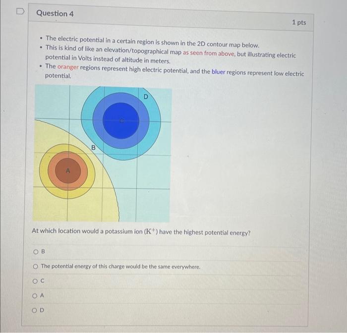 Solved The electric potential in a certain region is shown