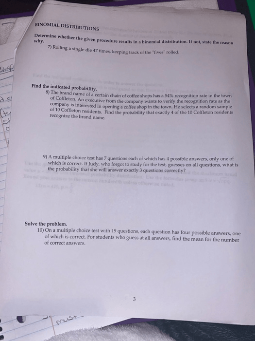 Solved BINOMIAL DISTRIBUTIONS Determine whether the given