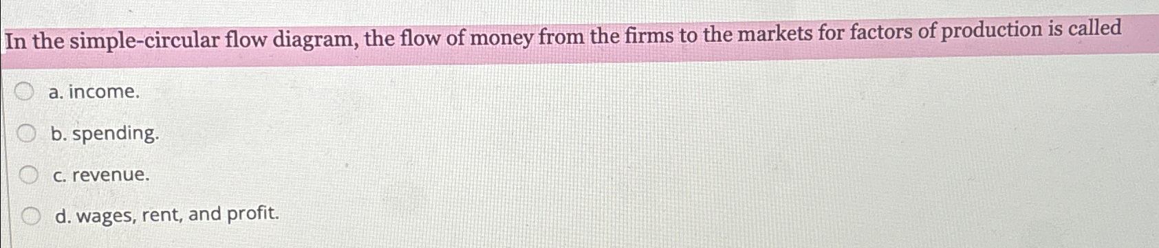 Solved In the simple-circular flow diagram, the flow of | Chegg.com