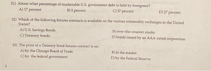Solved 31) About what percentage of marketable U.S.