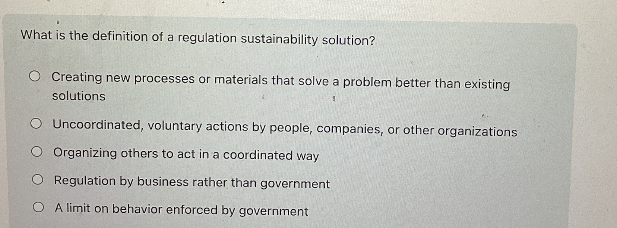 Solved What is the definition of a regulation sustainability