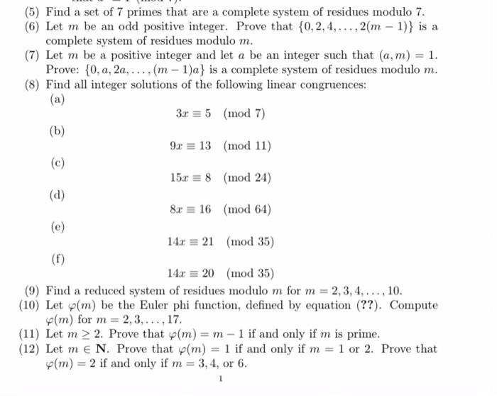 Solved (5) Find a set of 7 primes that are a complete system