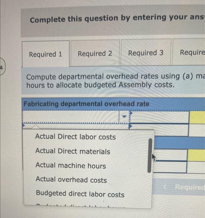 Solved Required 1. Compute departmental overhead rates