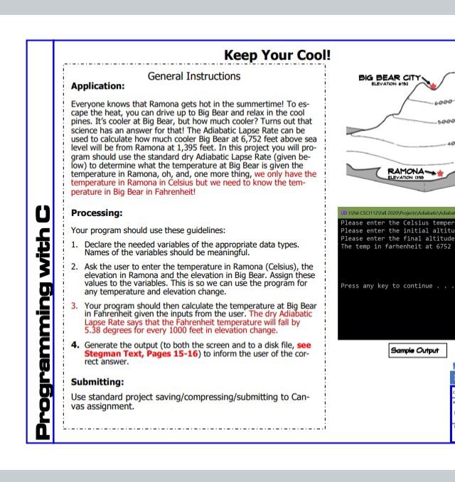 Solved BIG BEAR CITY ELEVATION 18 000 5000 RAMONA ELEVATION