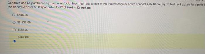 Solved Concrete Can Be Purchased By The Cubic Foot. How Much | Chegg.com