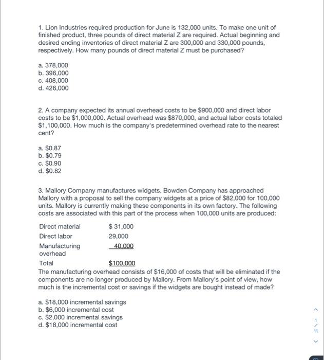 [Solved] 1. Lion Industries required production for June i