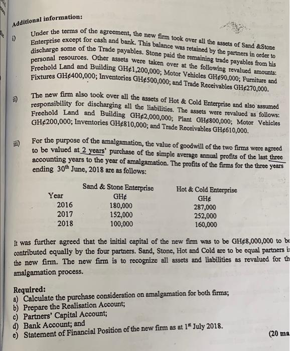 QUESTION 1 Sand and Stone are in partnership business