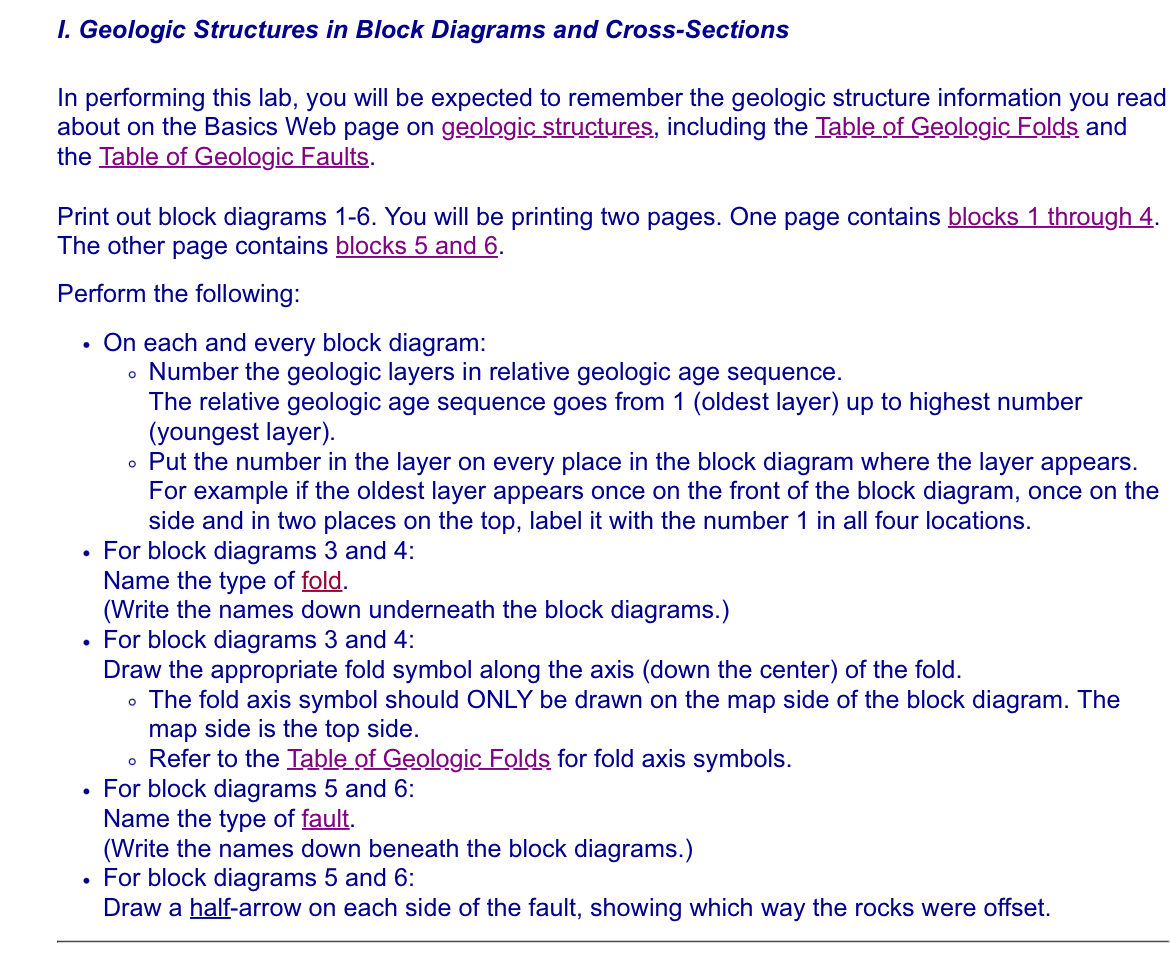 Solved I. Geologic Structures in Block Diagrams and | Chegg.com