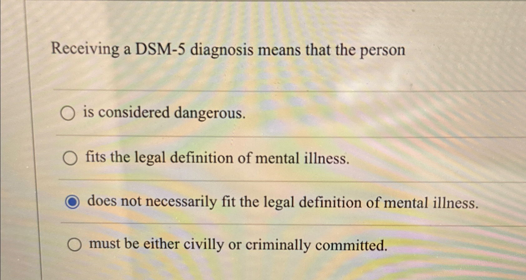 Solved Receiving a DSM5 ﻿diagnosis means that the personis