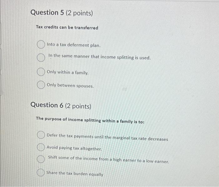 Tax credits can be transferred Into a tax deferment