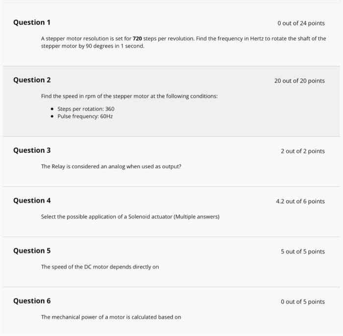 Solved A stepper motor resolution is set for 720 steps per