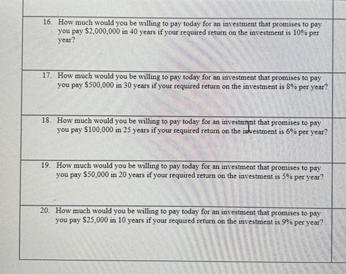 Solved 16. How much would you be willing to pay today for an