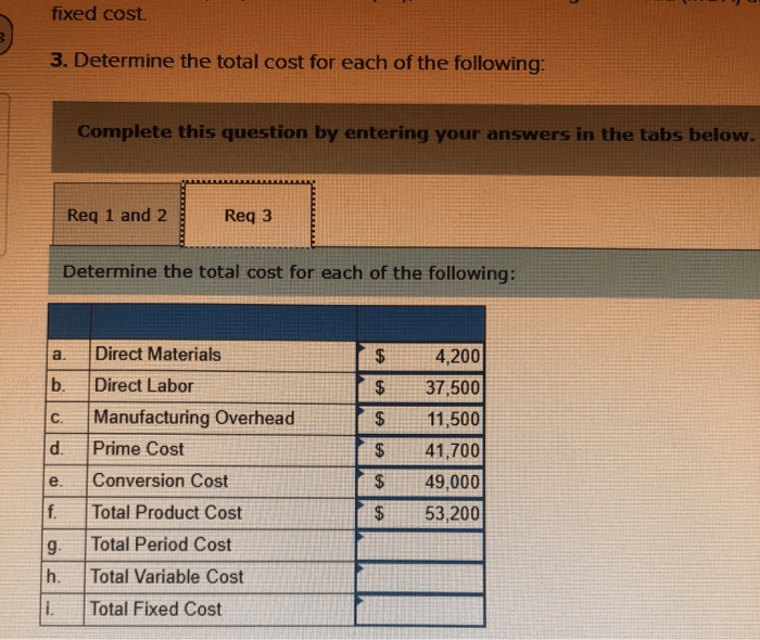 Solved i need help calculating the Total Period Cost, Total