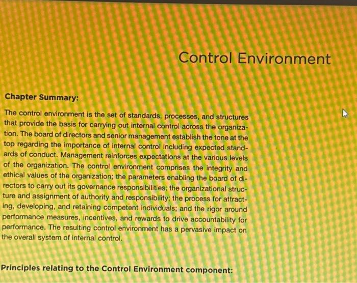 Solved Chapter Summary The control environment is the set