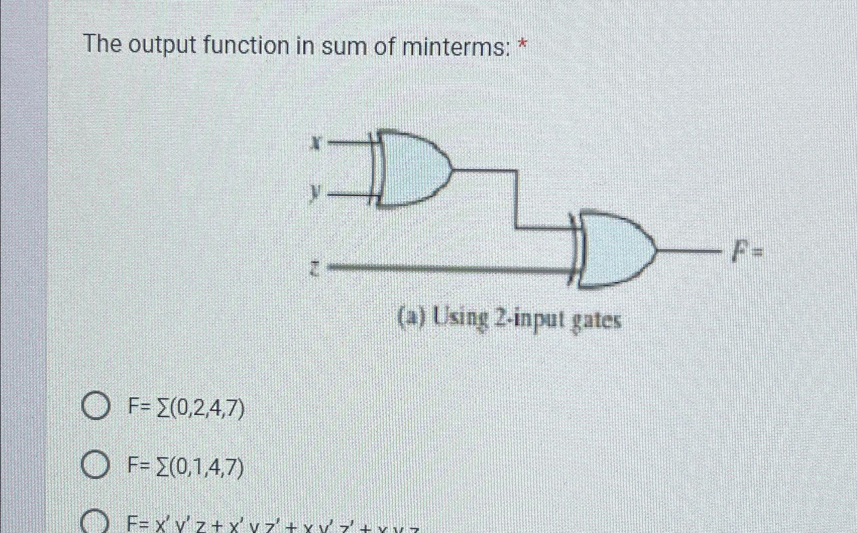 Solved The output function in sum of minterms *(a) ﻿Using