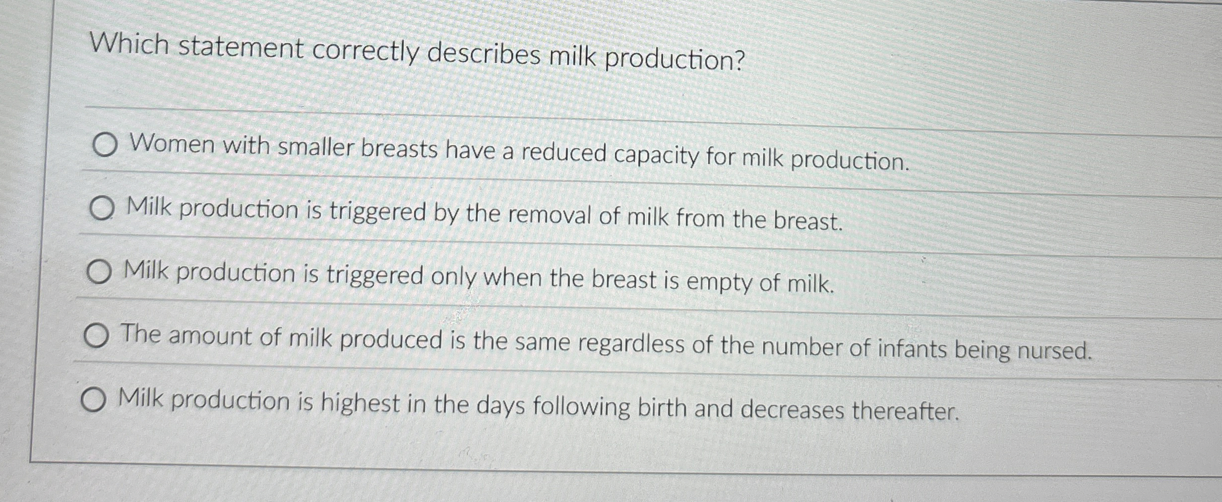 Solved Which statement correctly describes milk