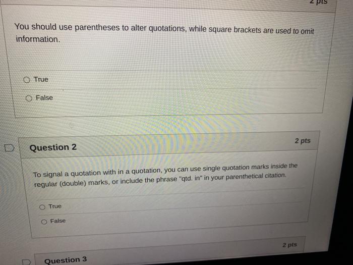 Solved You should use parentheses to alter quotations, while