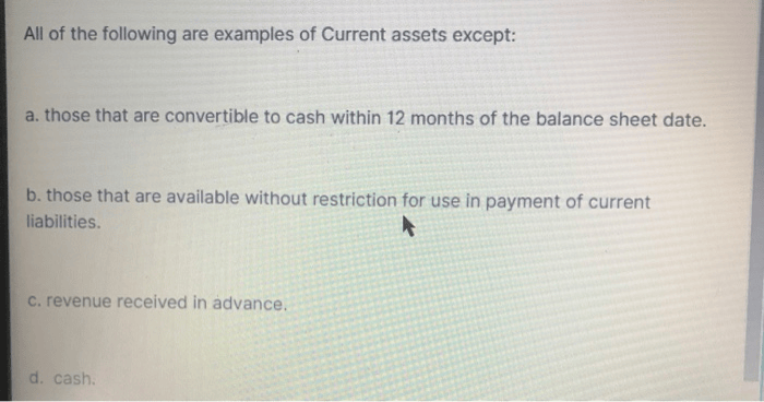 Solved All Of The Following Are Examples Of Current Asset...