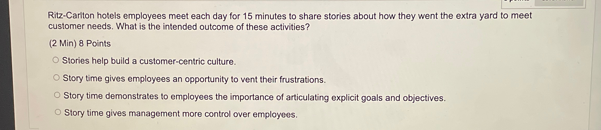 Solved RitzCarlton hotels employees meet each day for 15