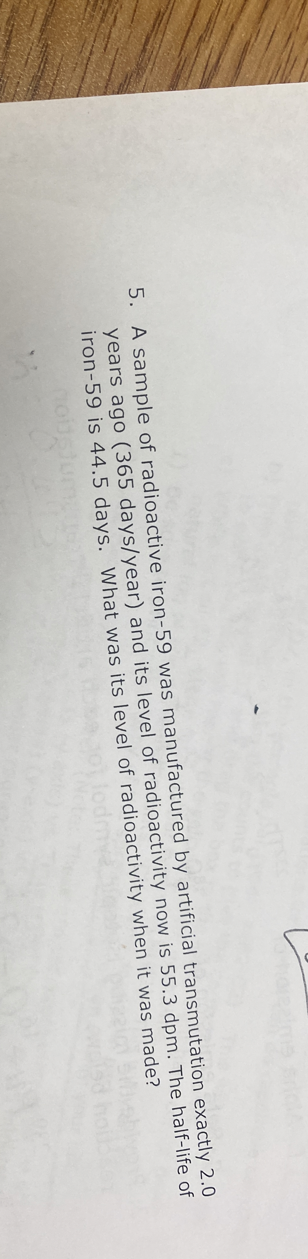Solved A sample of radioactive iron59 ﻿was manufactured by