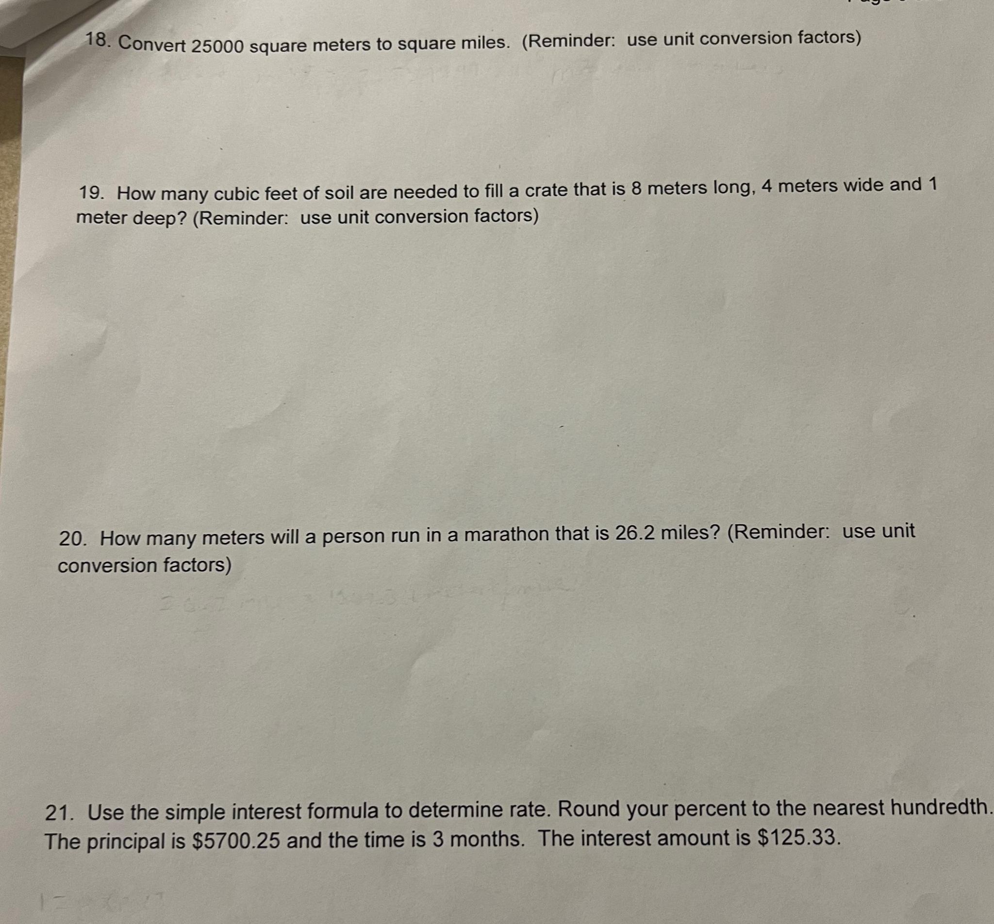 Solved Convert 25000 ﻿square meters to square miles.