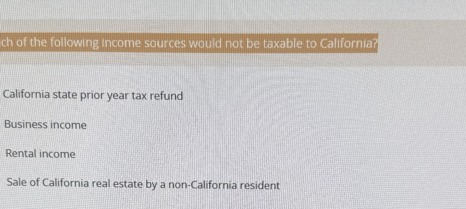 Solved Which of the following sources wot ld not be