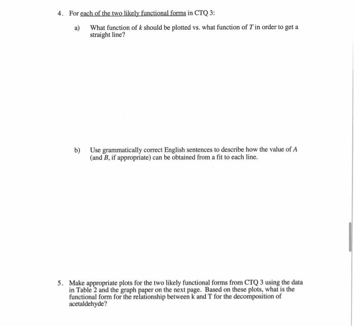 Solved Table 1 Rate Constants for of