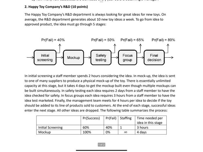 2. Happy Toy Company's R\&D (10 points) The Happy Toy