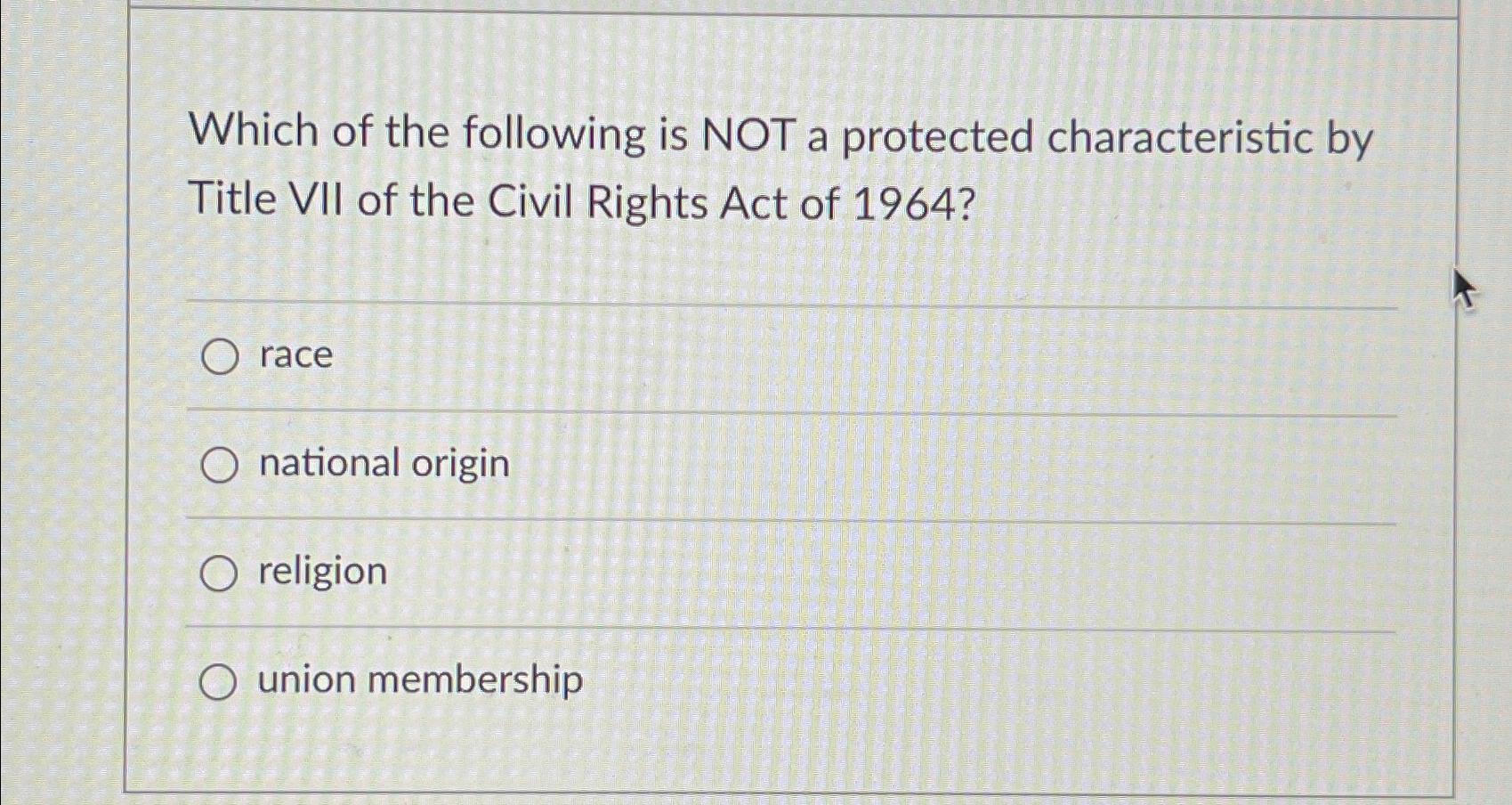 Solved Which of the following is NOT a protected
