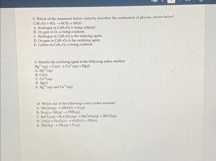 Solved 8. Which Of The Statements Below Correctly Describes | Chegg.com