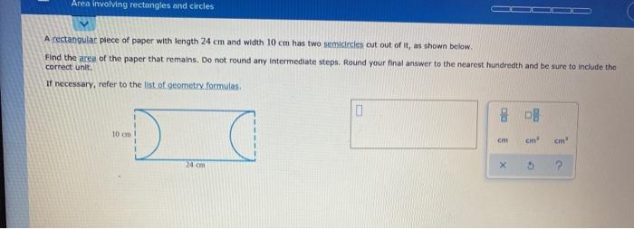 Solved Area involving rectangles and circles A rectangular | Chegg.com
