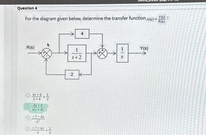 Solved For the diagram given below, determine the transfer | Chegg.com