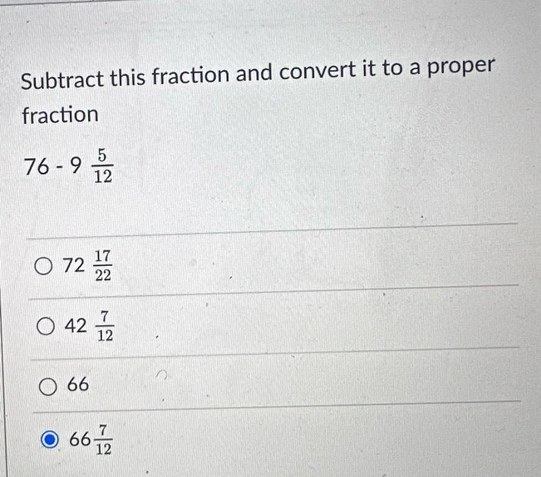 Solved Subtract this fraction and convert it to a proper | Chegg.com