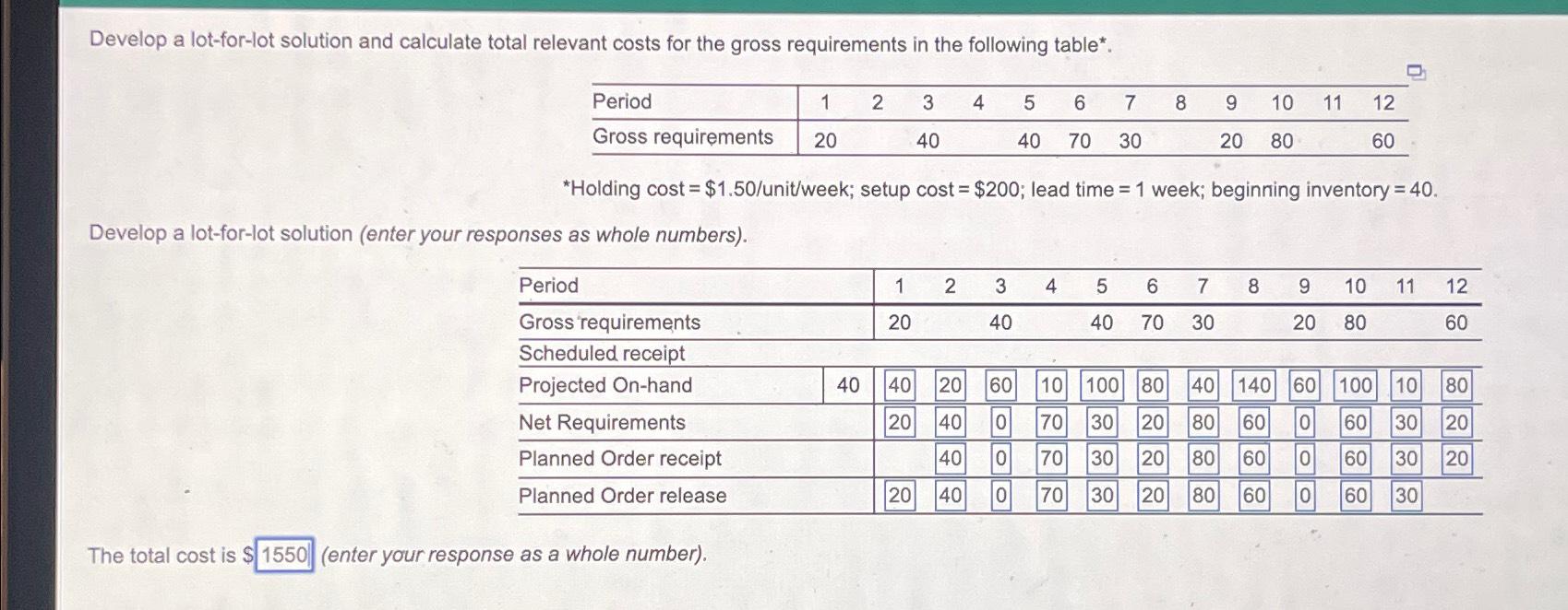 Solved Develop a lotforlot solution and calculate total