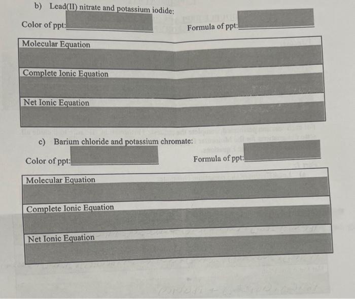 Solved b) Lead(II) nitrate and potassium iodide Color of