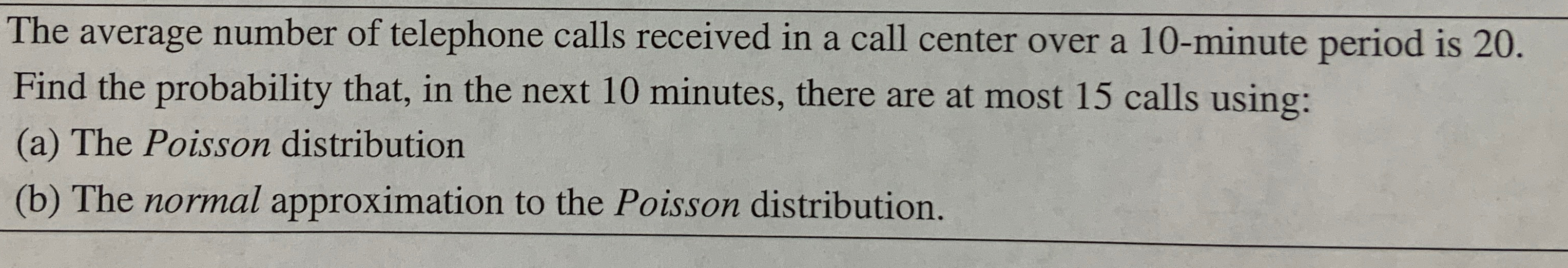 The average number of telephone calls received in a