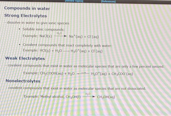 Solved dissolve in water to give ionic species - Soluble | Chegg.com