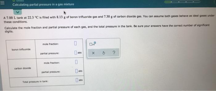 Calculating partial pressure in a gas mixture A 7.00
