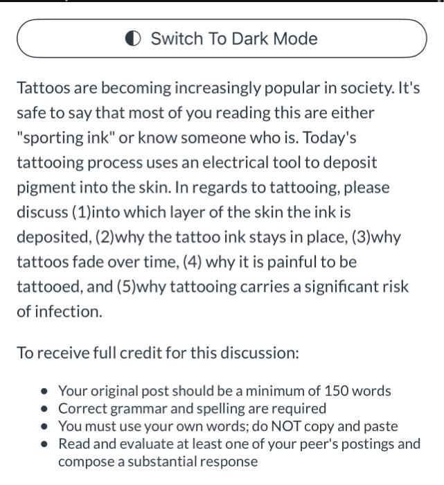 Solved Tattoos are increasingly popular in society. Chegg