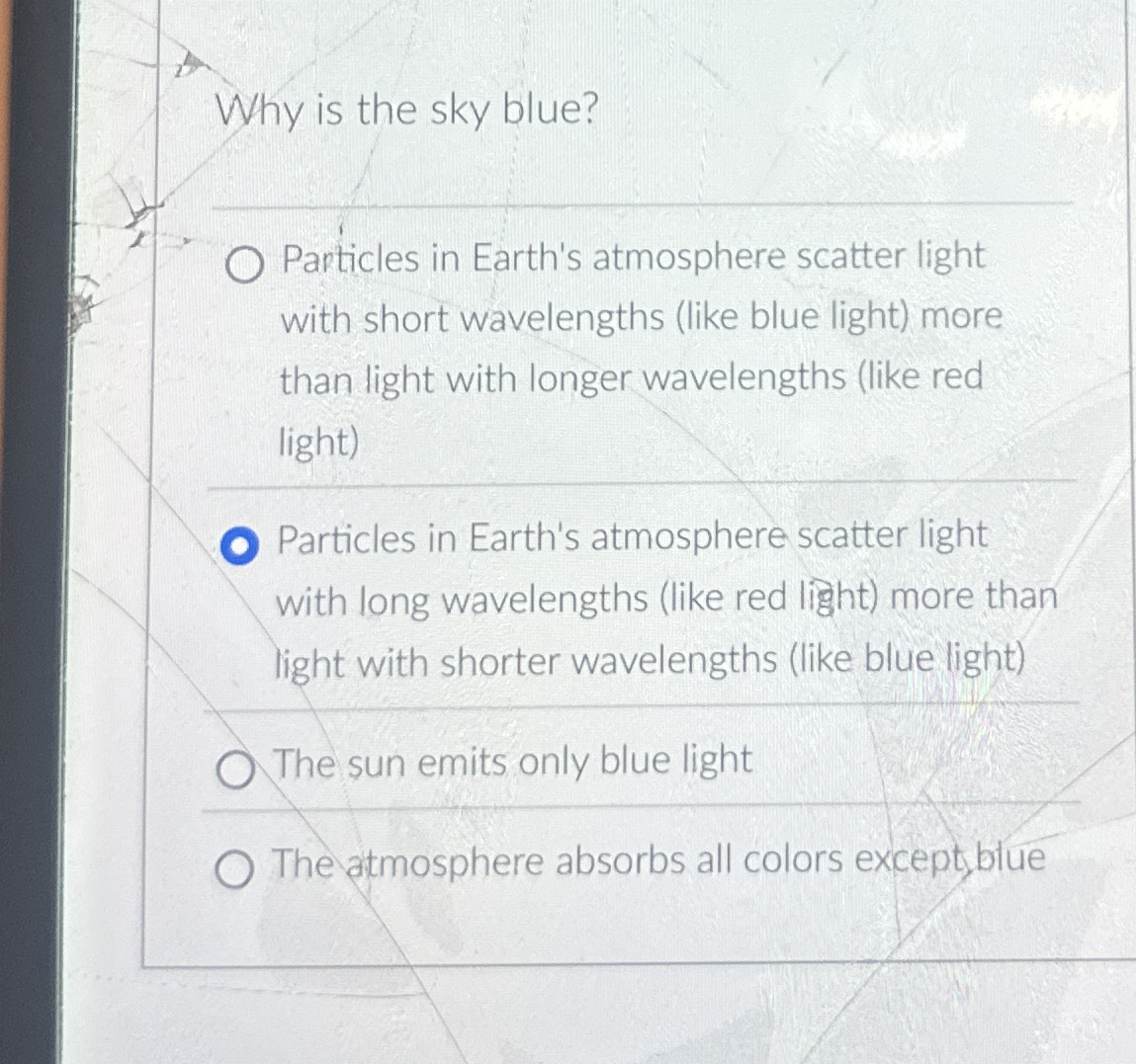 Solved Why is the sky blue?Particles in Earth's atmosphere