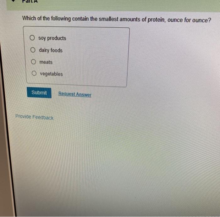 Part A Protein, Iron, zinc, calcium, vitamin D