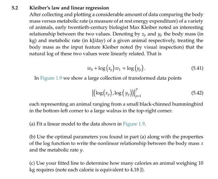 Solved Kleiber's law and linear regression After collecting