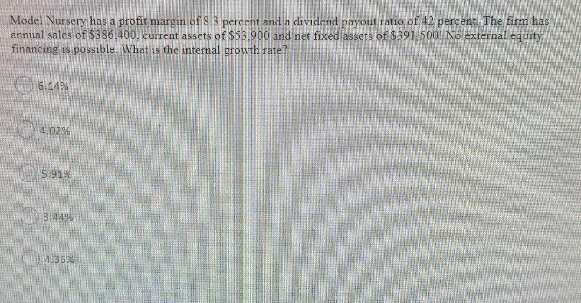 Solved Model Nursery has a profit margin of 8.3 percent and