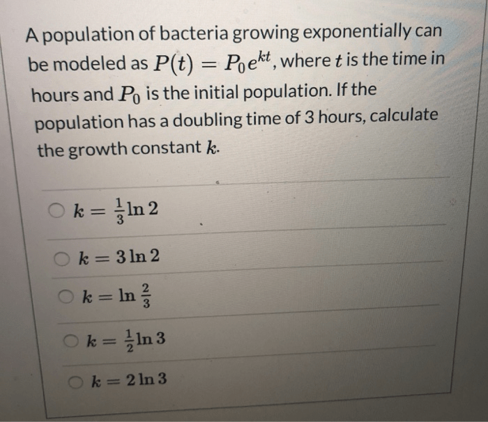 Solved A Population Of Bacteria Growing Exponentially Can...