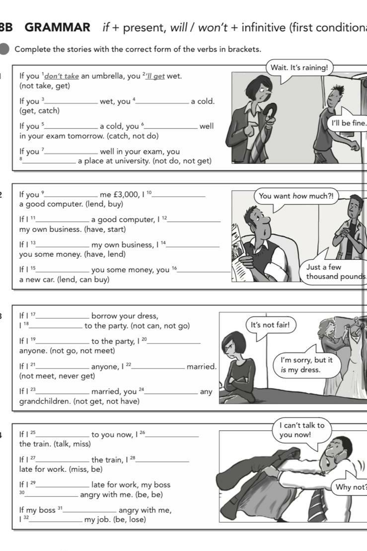 Solved BB GRAMMAR if + present, will / won't + infinitive